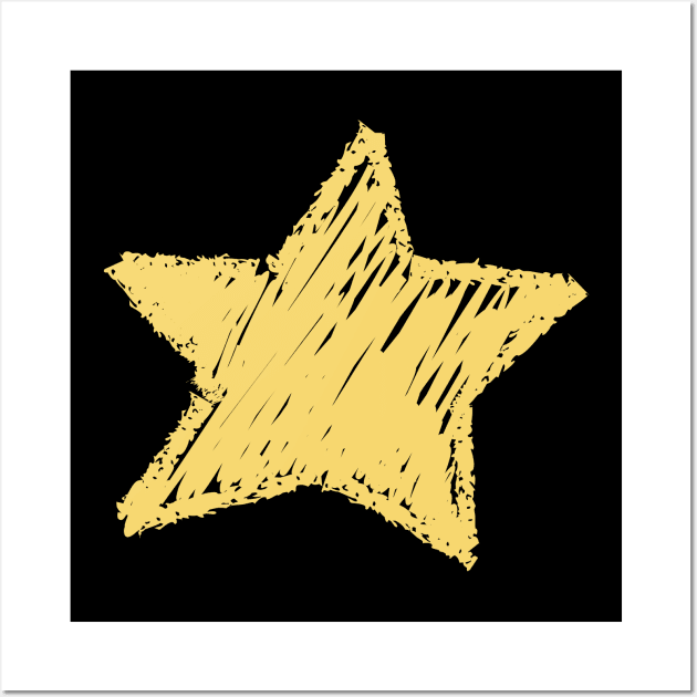 Gold Star Chalkboard Drawing Wall Art by RageRabbit